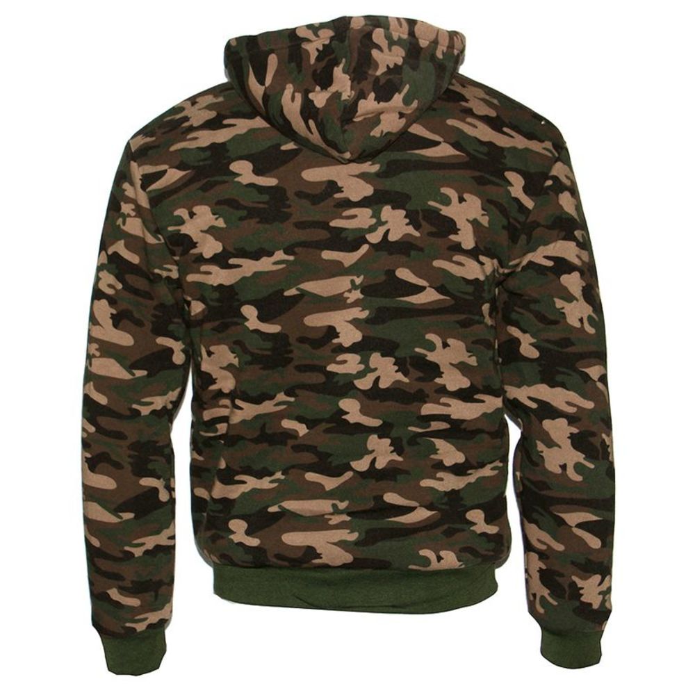 Mens Army Camo Zip Up Hoodie Sherpa Fleece Lining Sweater Jacket - Picture 3 of 3